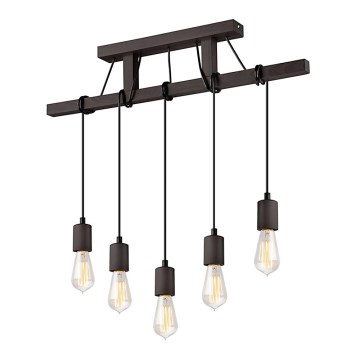 Kattokruunu johdossa LEON 5xE27/60W/230V pyökki - FSC sertifioitu