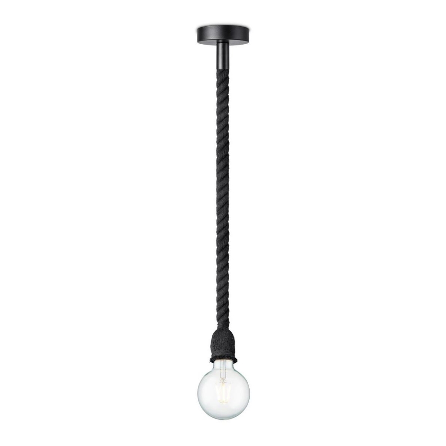 Kattokruunu johdossa LEONARDO ROPE 1xE27/10W/230V musta