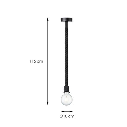 Kattokruunu johdossa LEONARDO ROPE 1xE27/10W/230V musta