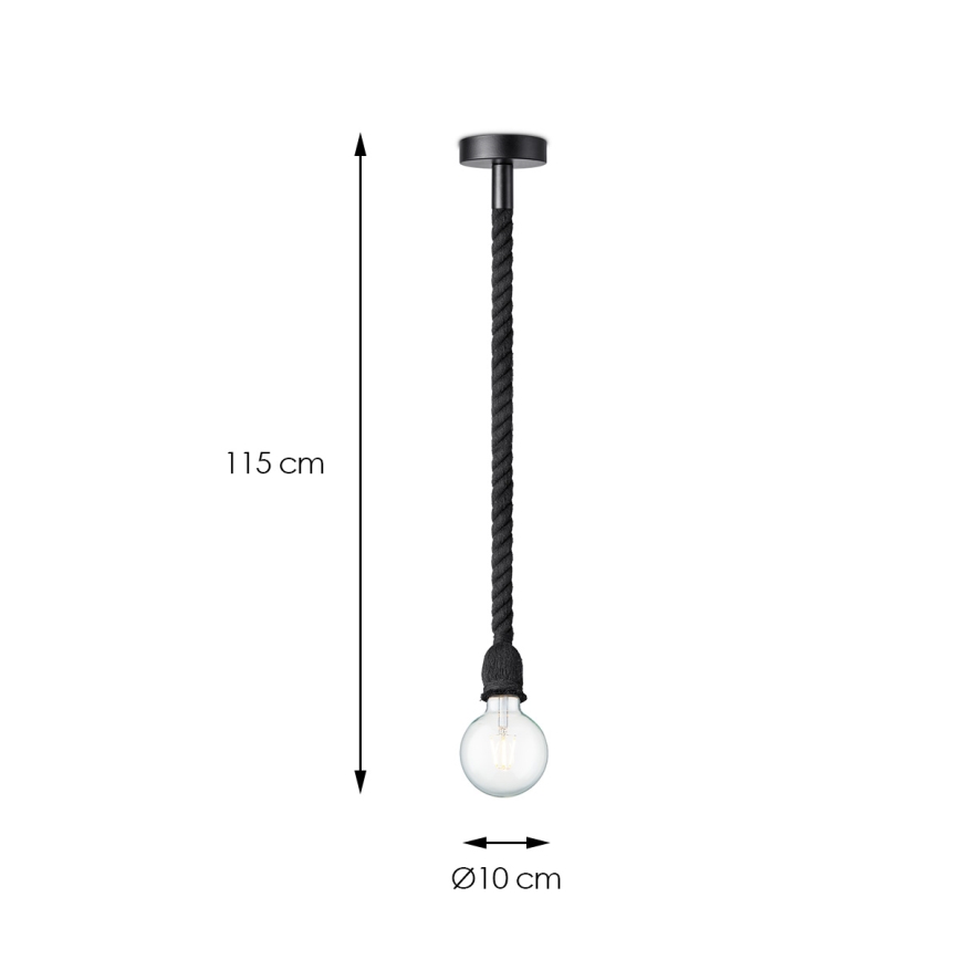 Kattokruunu johdossa LEONARDO ROPE 1xE27/10W/230V musta