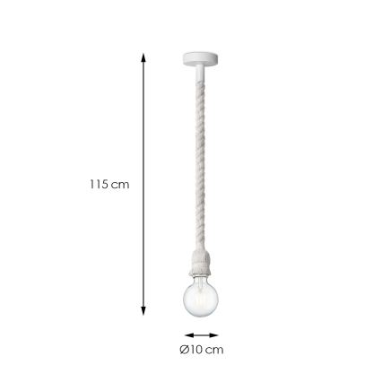 Kattokruunu johdossa LEONARDO ROPE 1xE27/10W/230V valkoinen