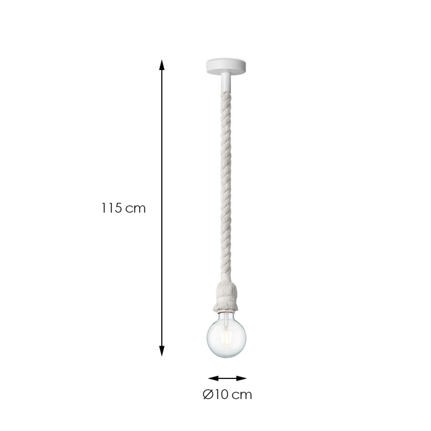Kattokruunu johdossa LEONARDO ROPE 1xE27/10W/230V valkoinen