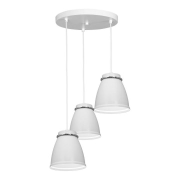 Kattokruunu johdossa LERDO 3xE27/60W/230V valkoinen/kiiltävä kromi