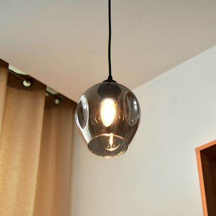 Kattokruunu johdossa LILI 1xE27/15W/230V musta/harmaa