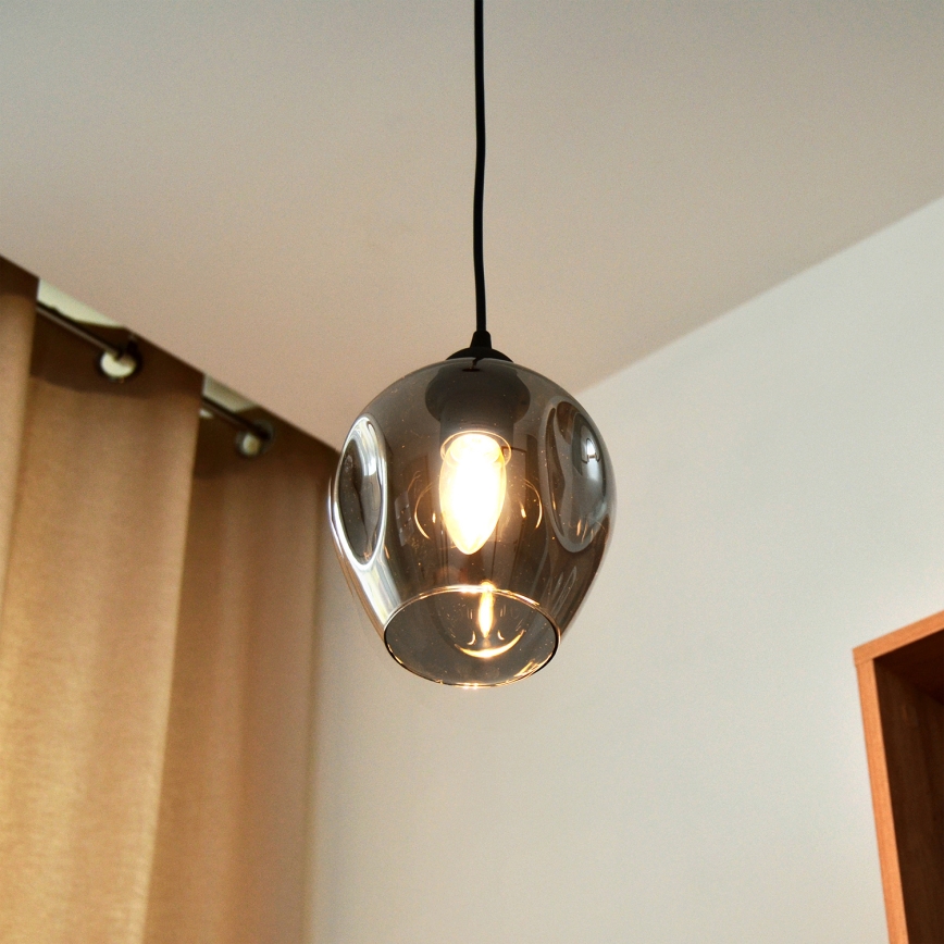 Kattokruunu johdossa LILI 1xE27/15W/230V musta/harmaa