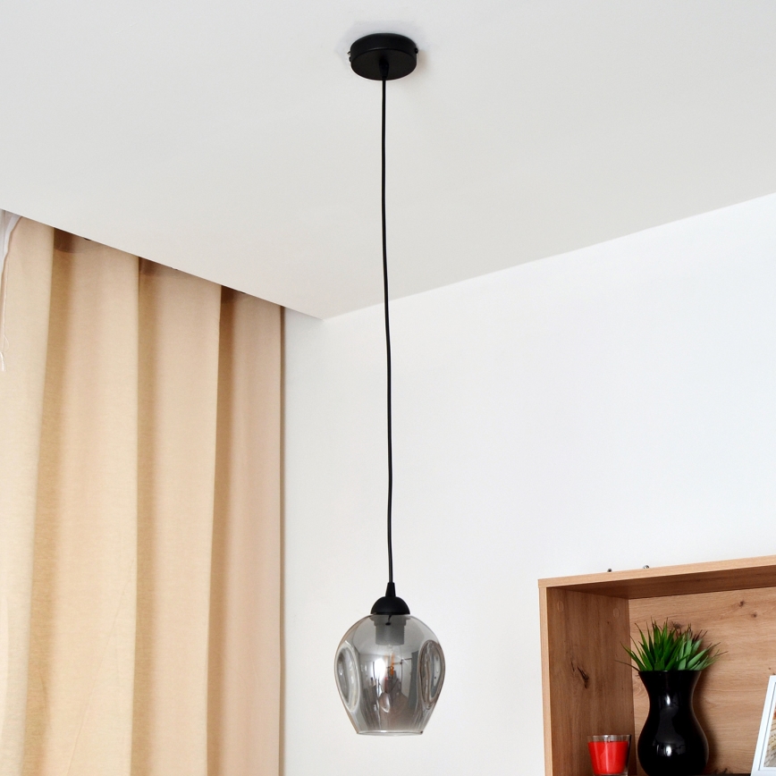 Kattokruunu johdossa LILI 1xE27/15W/230V musta/harmaa