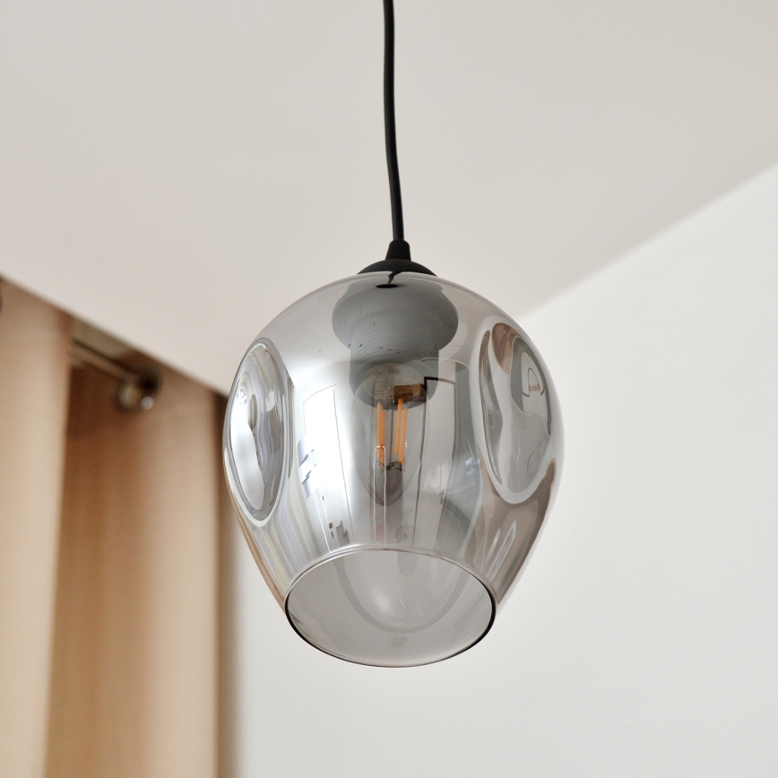 Kattokruunu johdossa LILI 1xE27/15W/230V musta/harmaa