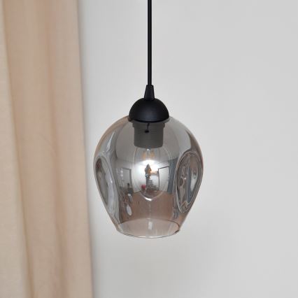 Kattokruunu johdossa LILI 1xE27/15W/230V musta/harmaa