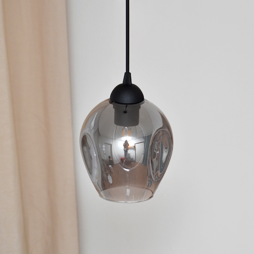 Kattokruunu johdossa LILI 1xE27/15W/230V musta/harmaa