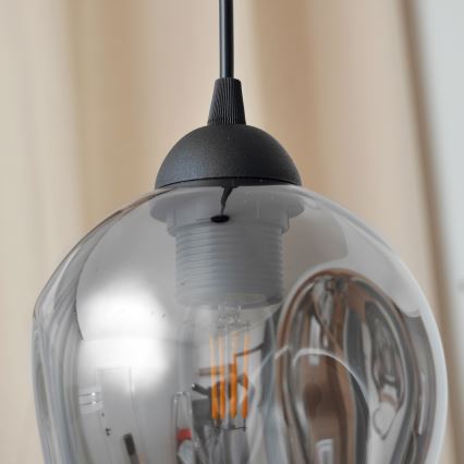Kattokruunu johdossa LILI 1xE27/15W/230V musta/harmaa