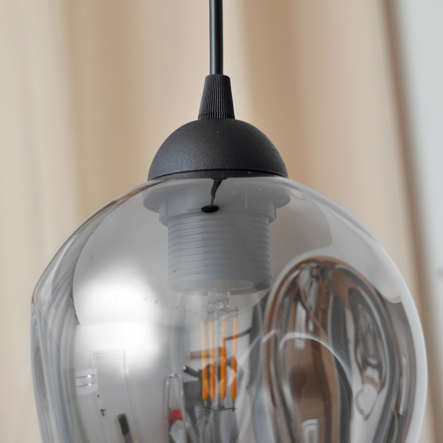 Kattokruunu johdossa LILI 1xE27/15W/230V musta/harmaa
