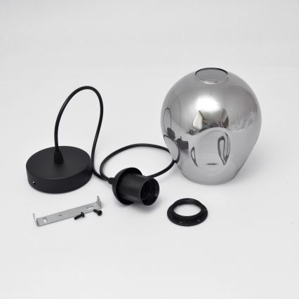 Kattokruunu johdossa LILI 1xE27/15W/230V musta/harmaa