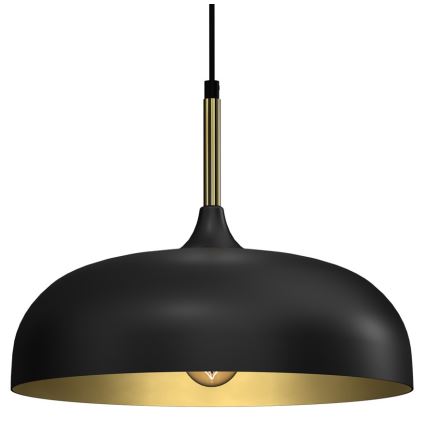 Kattokruunu johdossa LINCOLN 1xE27/60W/230V d. 35 cm musta