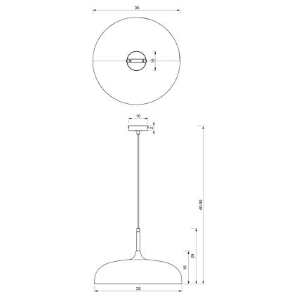 Kattokruunu johdossa LINCOLN 1xE27/60W/230V d. 35 cm musta