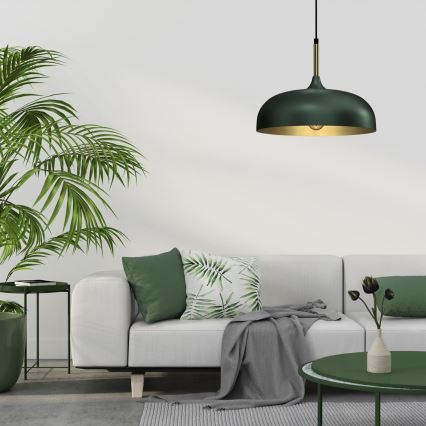Kattokruunu johdossa LINCOLN 1xE27/60W/230V d. 35 cm vihreä