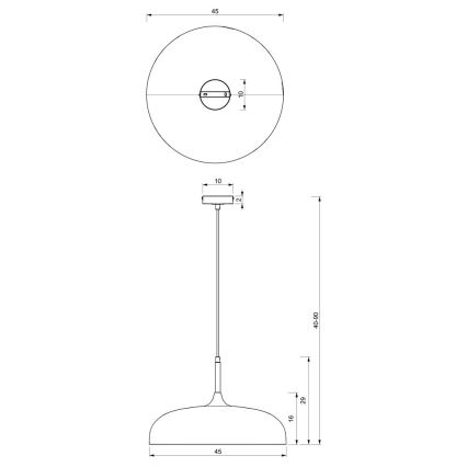 Kattokruunu johdossa LINCOLN 1xE27/60W/230V d. 45 cm musta