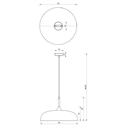 Kattokruunu johdossa LINCOLN 1xE27/60W/230V d. 45 cm sininen