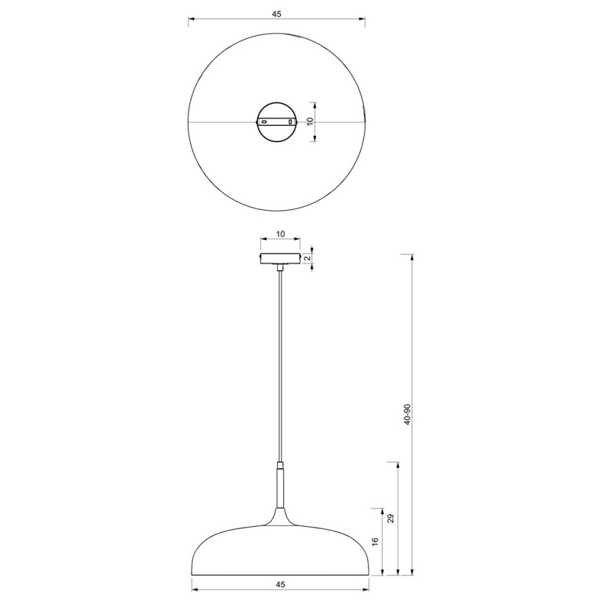 Kattokruunu johdossa LINCOLN 1xE27/60W/230V d. 45 cm valkoinen