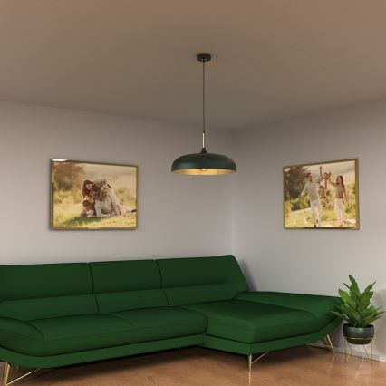 Kattokruunu johdossa LINCOLN 1xE27/60W/230V d. 45 cm vihreä