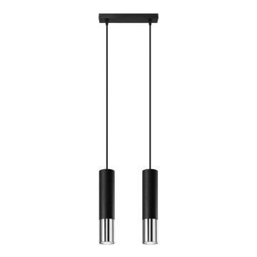 Kattokruunu johdossa LOOPEZ 2xGU10/10W/230V musta/kiiltävä kromi