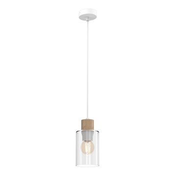 Kattokruunu johdossa MADERA 1xE27/60W/230V valkoinen/puu