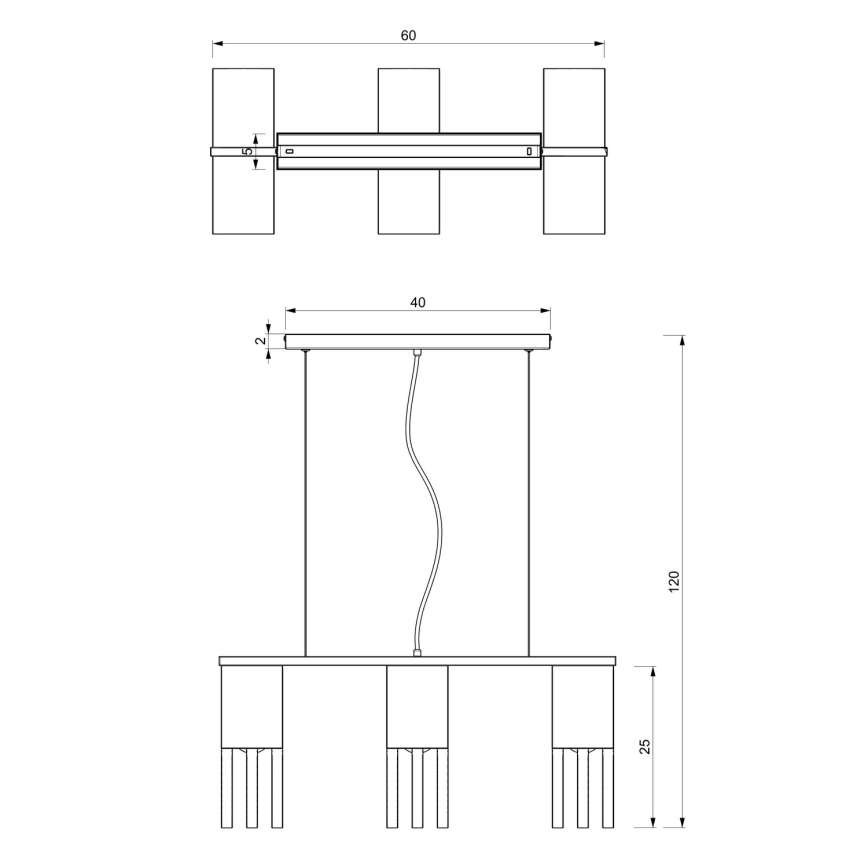 Kattokruunu johdossa MALM 3xE27/60W/230V