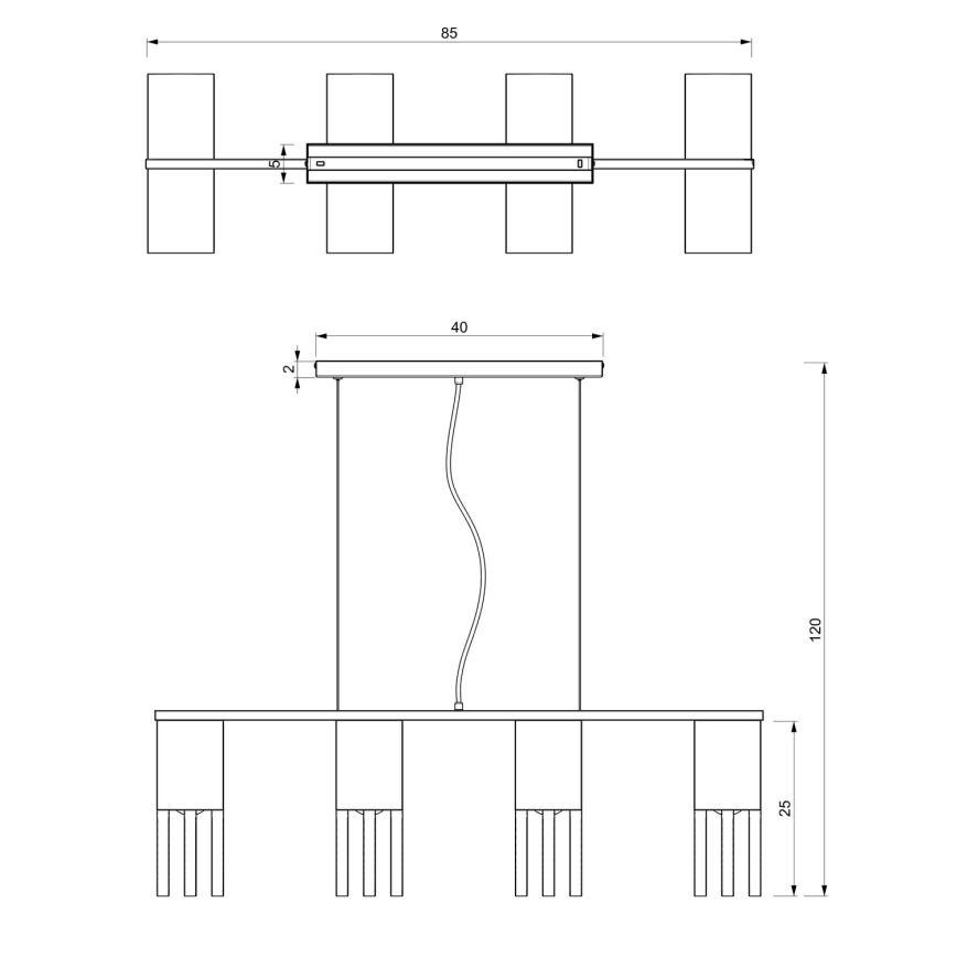 Kattokruunu johdossa  MALM 4xE27/60W/230V