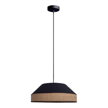 Kattokruunu johdossa MANISO 1xE27/60W/230V halkaisija 45 cm musta/beige