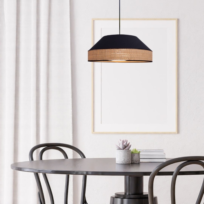 Kattokruunu johdossa MANISO 1xE27/60W/230V halkaisija 45 cm musta/beige