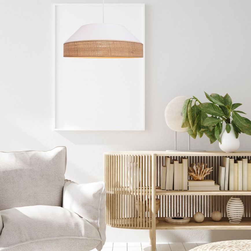 Kattokruunu johdossa MANISO 1xE27/60W/230V halkaisija 45 cm valkoinen/beige