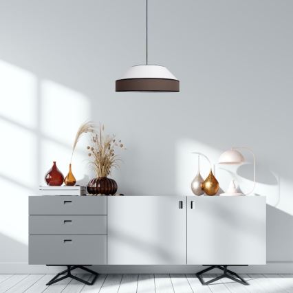 Kattokruunu johdossa MANISO 1xE27/60W/230V halkaisija 45 cm valkoinen/ruskea