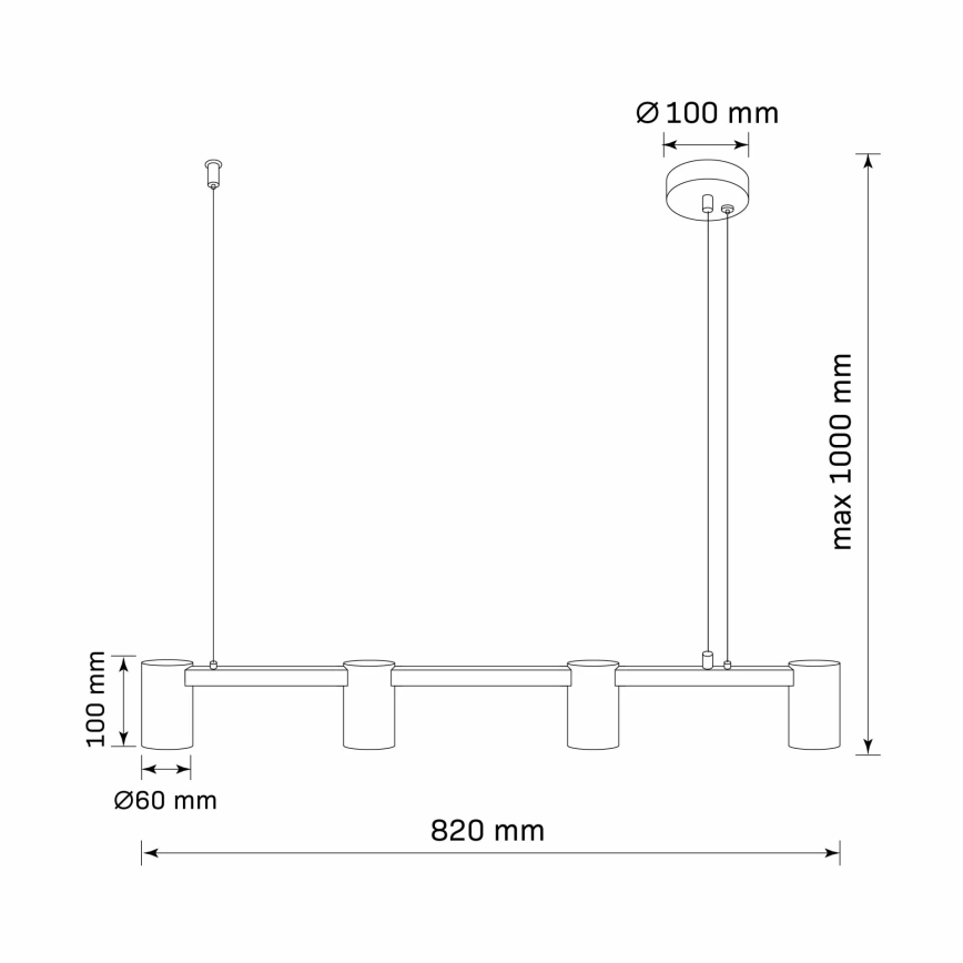 Kattokruunu johdossa MARIBEL 4xGU10/10W/230V musta