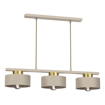 Kattokruunu johdossa MARTI 3xE27/15W/230V beige/kulta