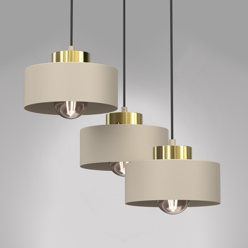Kattokruunu johdossa MARTI 3xE27/15W/230V beige/kulta