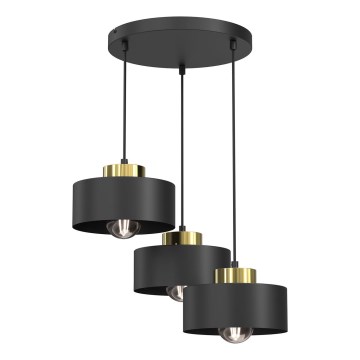 Kattokruunu johdossa MARTI 3xE27/15W/230V musta/kulta