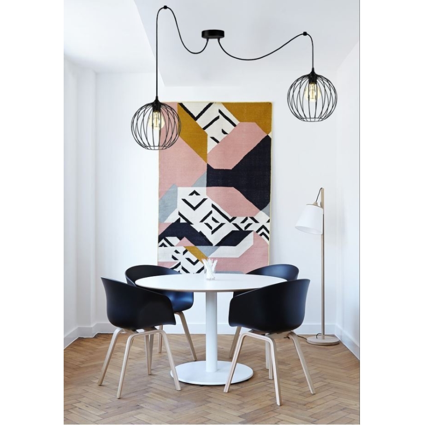 Kattokruunu johdossa MATT 2xE27/60W/230V hämähäkki