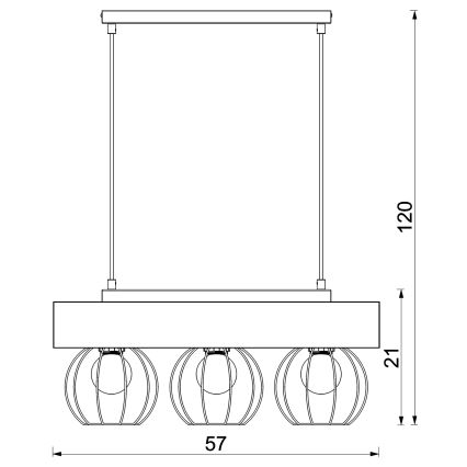 Kattokruunu johdossa MENTON 3xE27/15W/230V musta/ruskea/tammi