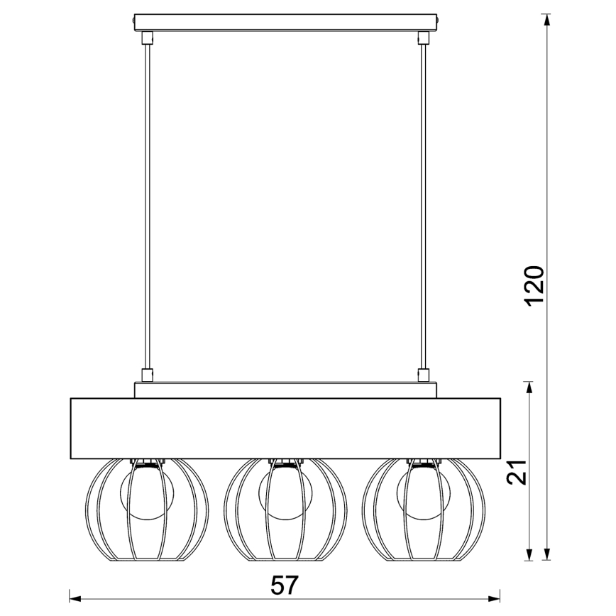 Kattokruunu johdossa MENTON 3xE27/15W/230V musta/ruskea/tammi