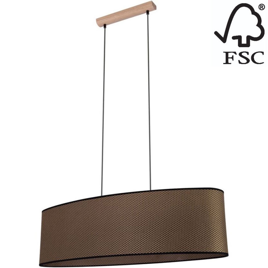 Kattokruunu johdossa MERCEDES 2xE27/40W/230V ruskea/tammi – FSC sertifioitu