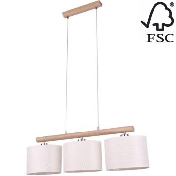 Kattokruunu johdossa MERCEDES 3xE27/40W/230V kerma/tammi – FSC sertifioitu