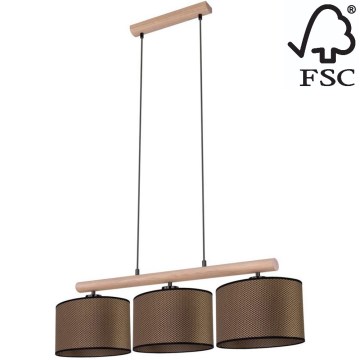 Kattokruunu johdossa MERCEDES 3xE27/40W/230V ruskea/tammi – FSC sertifioitu