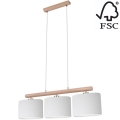 Kattokruunu johdossa MERCEDES 3xE27/40W/230V valkoinen/tammi – FSC sertifioitu