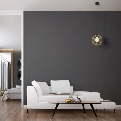 Kattokruunu johdossa MERCURE 1xE27/15W/230V kulta/musta