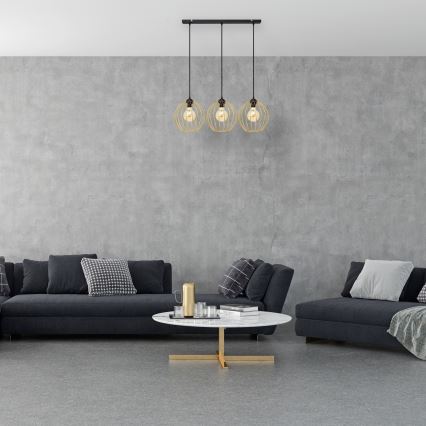 Kattokruunu johdossa MERCURE 3xE27/15W/230V kulta/musta