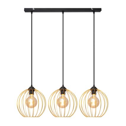 Kattokruunu johdossa MERCURE 3xE27/15W/230V kulta/musta