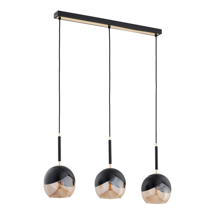 Kattokruunu johdossa MILTONA 3xE27/60W/230V musta/beige