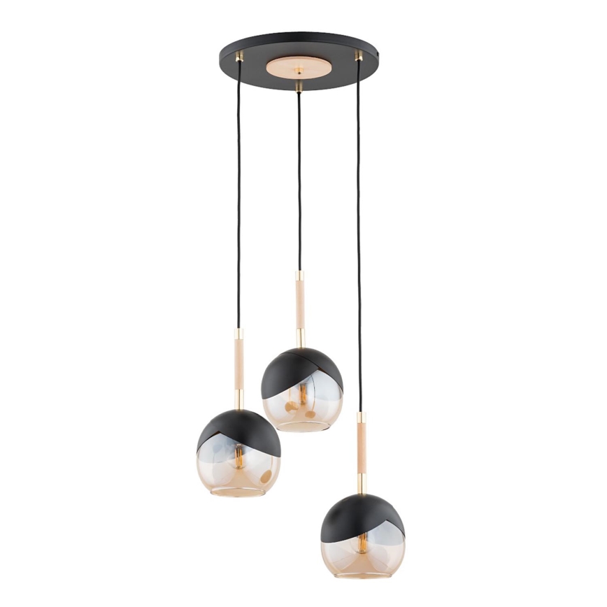 Kattokruunu johdossa MILTONA 3xE27/60W/230V musta/beige