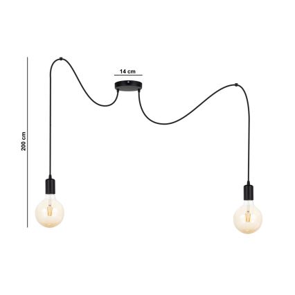 Kattokruunu johdossa MIROS 2xE27/60W/230V hämähäkki musta