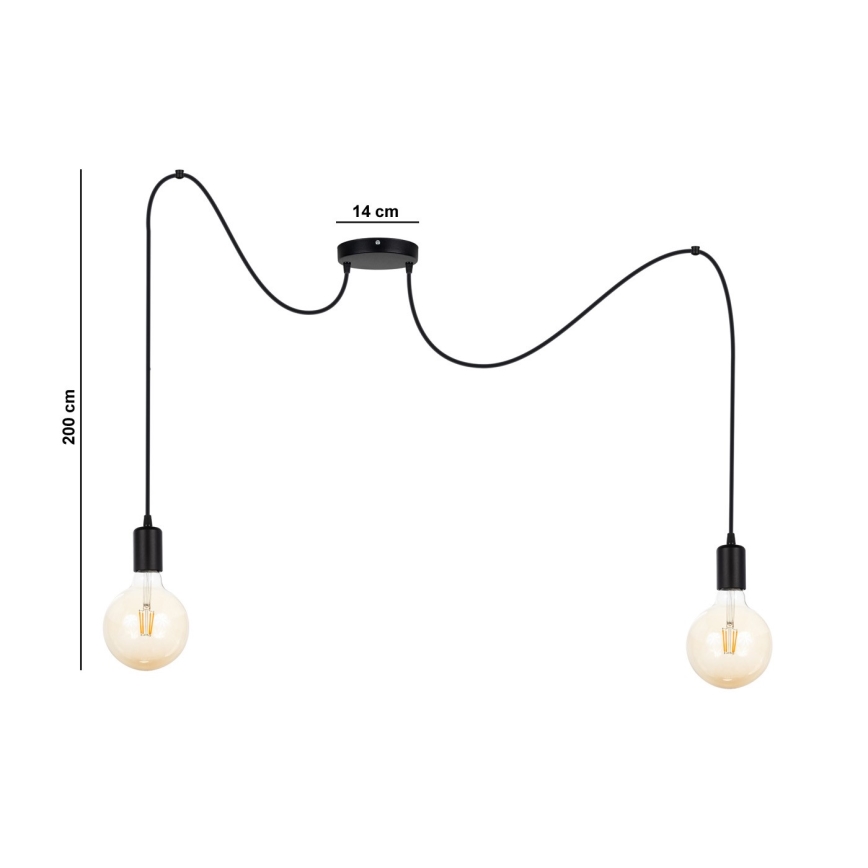 Kattokruunu johdossa MIROS 2xE27/60W/230V hämähäkki musta