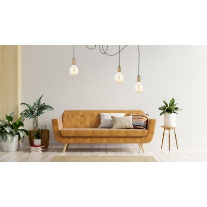 Kattokruunu johdossa MIROS 3xE27/60W/230V hämähäkki musta/kulta